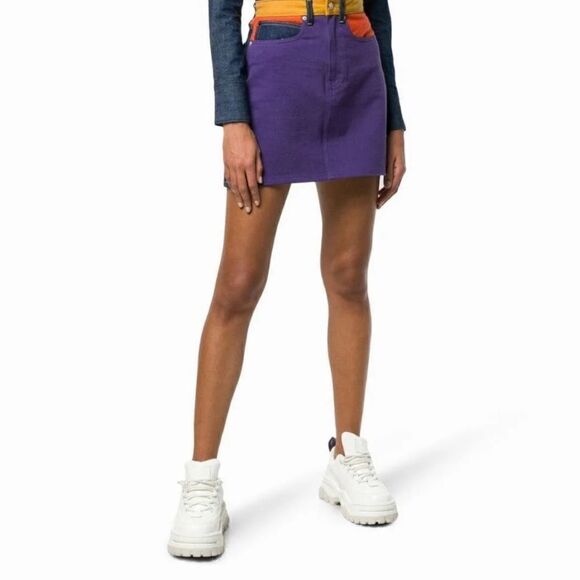 Calvin Klein Jeans Color Block Mini Skirt - Purple Size 24 waist - Picture 1 of 8